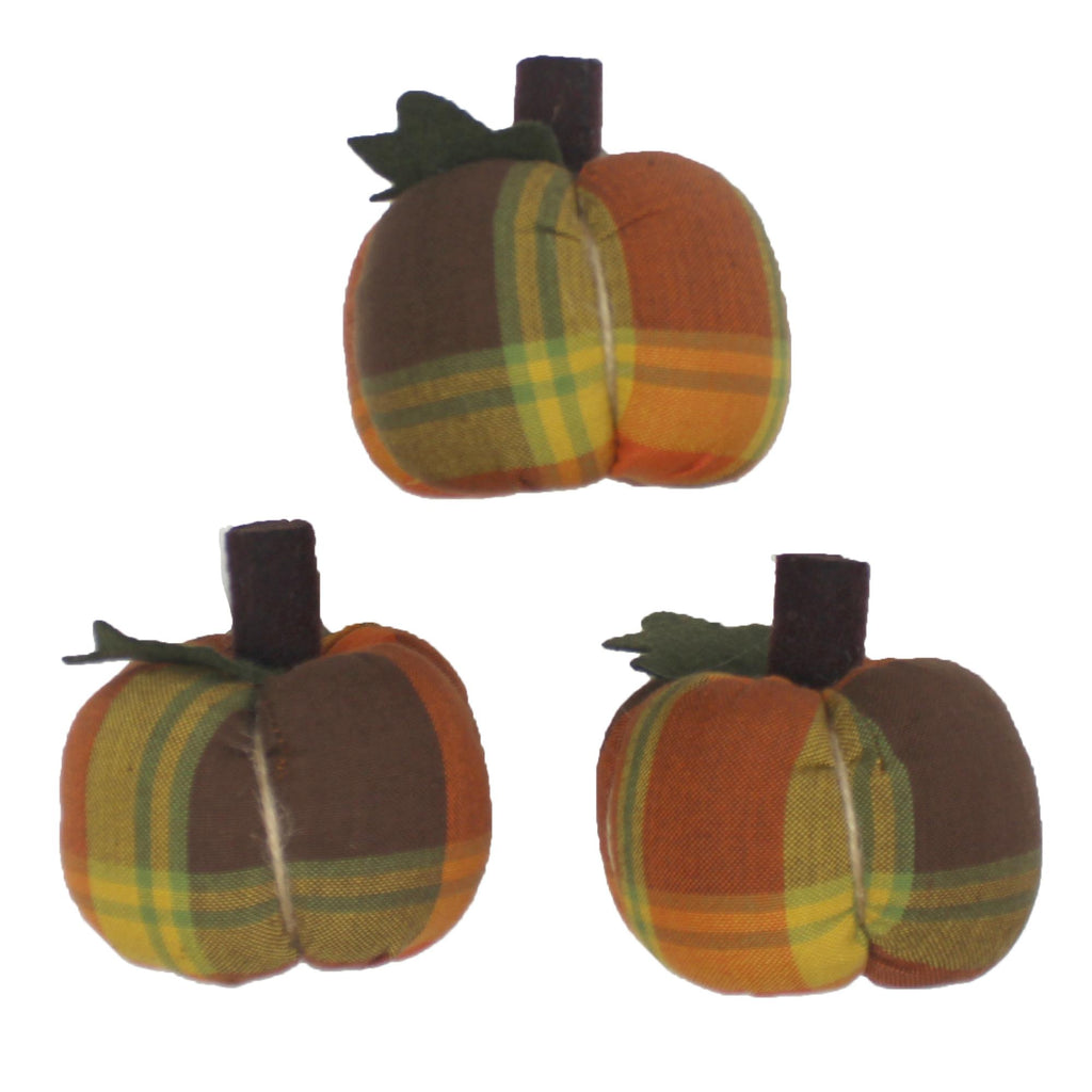 F Autumn Plaid Mini Pumpkin Set of 3 ON336020