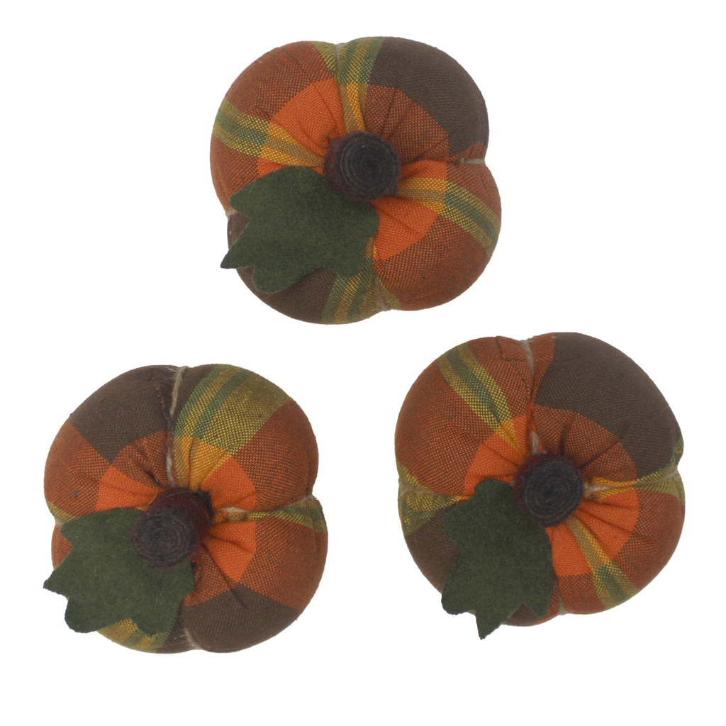 F Autumn Plaid Mini Pumpkin Set of 3 ON336020