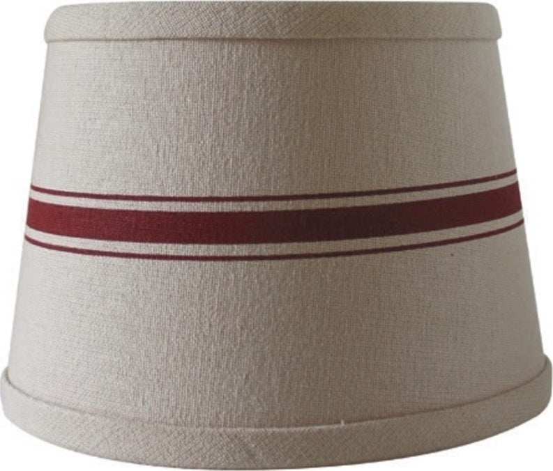 Grain Sack Stripe Oat - Barn Red Lampshade  - Interiors by Elizabeth