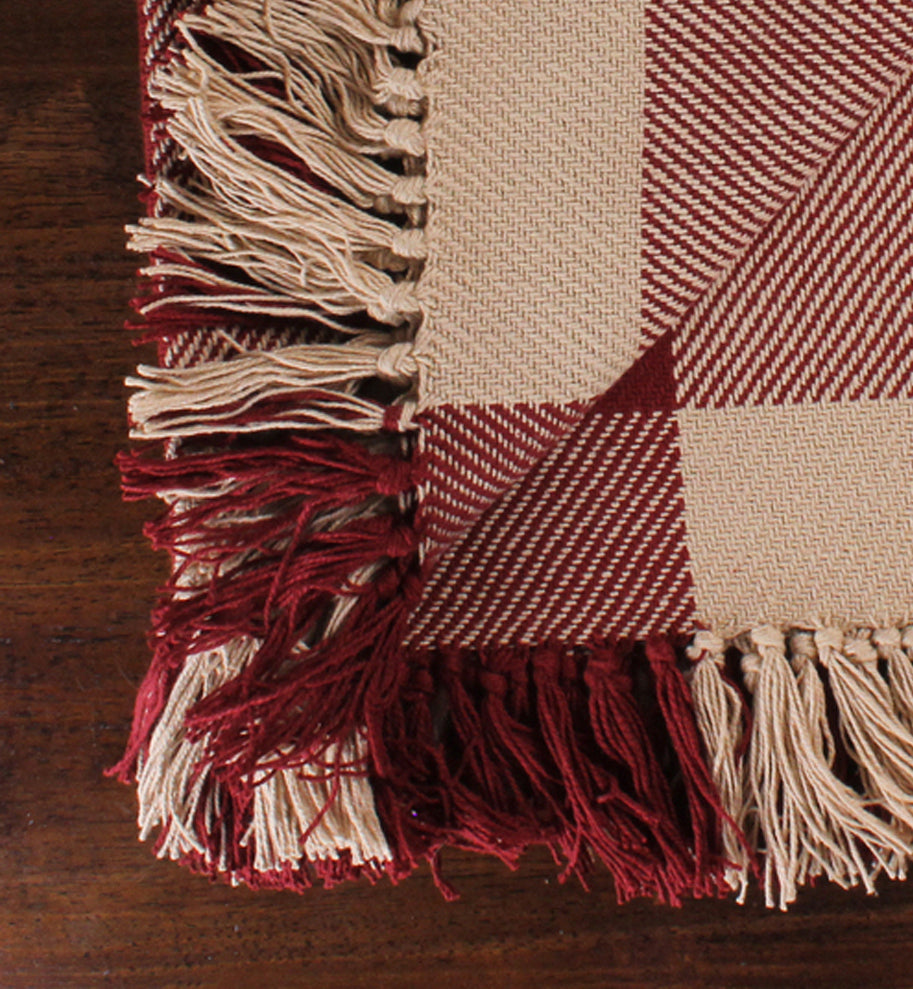 Heritage House Check Barn Red Barn Red - Nutmeg Afghan AF100017