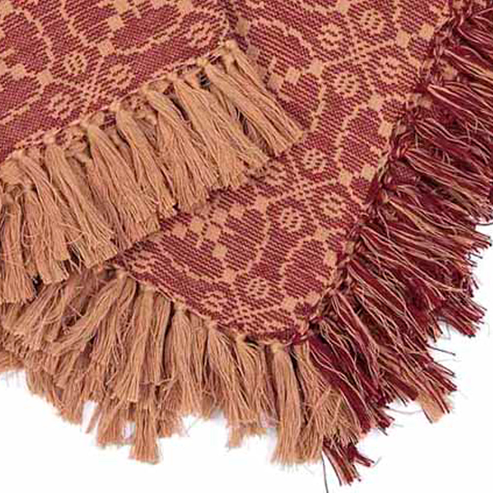 Barn Red Tan Marshfield Jacquard Afghan - Interiors by Elizabeth