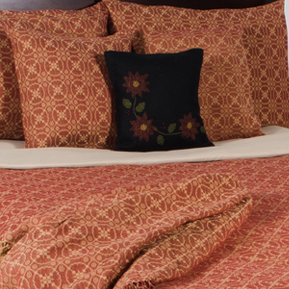 Barn Red Nutmeg Marshfield Jacquard Bed Cover King - Interiors by Elizabeth