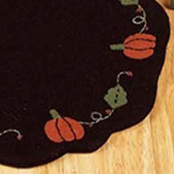 Pumpkins And Vines Black Candle Mat Set Of Two CMAR0066