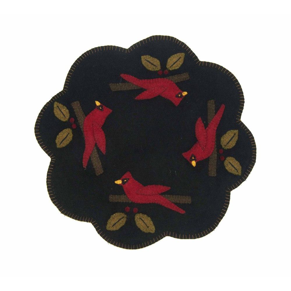 Cardinal Christmas Black Candle Mat - Set of Two - Interiors by Elizabeth