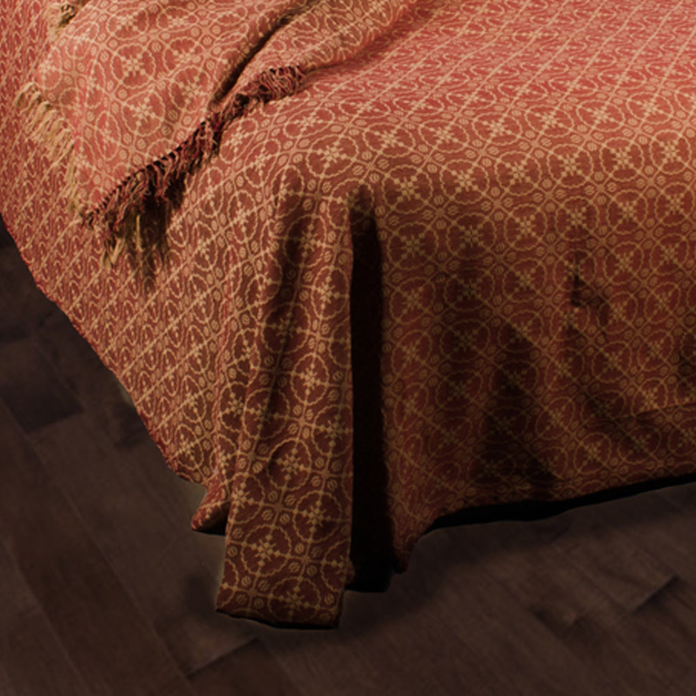 Barn Red Tan Marshfield Jacquard Bed Cover Queen - Interiors by Elizabeth