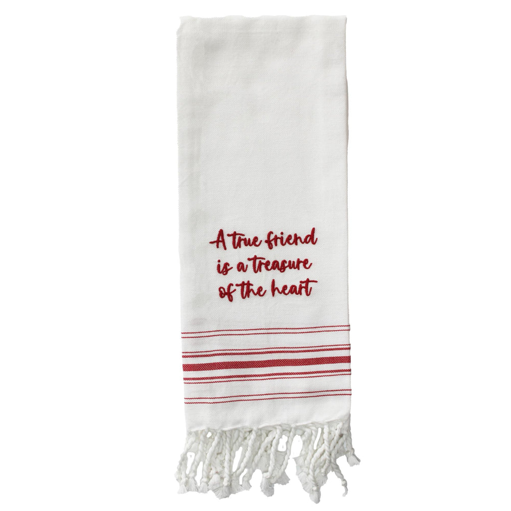 Red A true Friend Towel - Interiors by Elizabeth