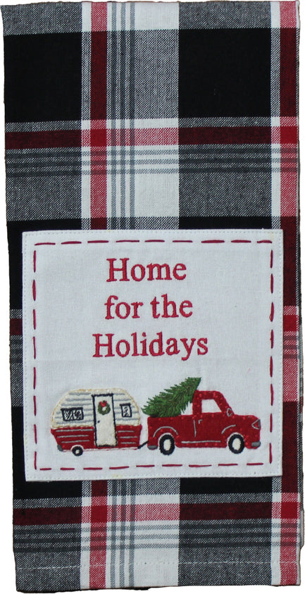 Winter Plaid Black, Red, Cream towel  - Interiors by Elizabeth