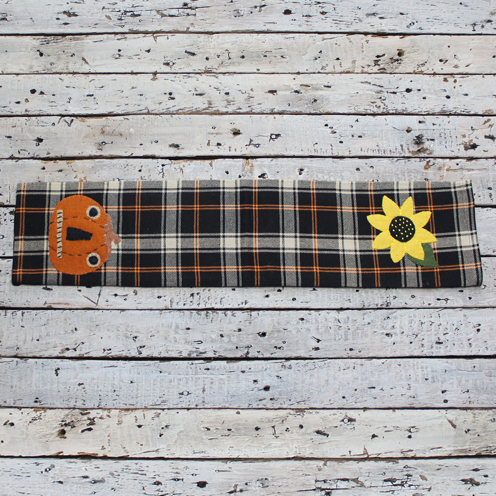 2 in 1 Primitive Fall Plaid Sunflower, Jack-o-lantern Towel Towel - Interiors by Elizabeth