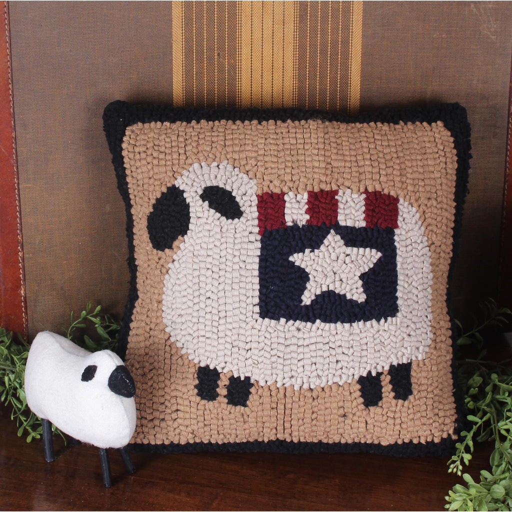 Liberty Sheep Hooked Pillow Online Interiors by Elizabeth