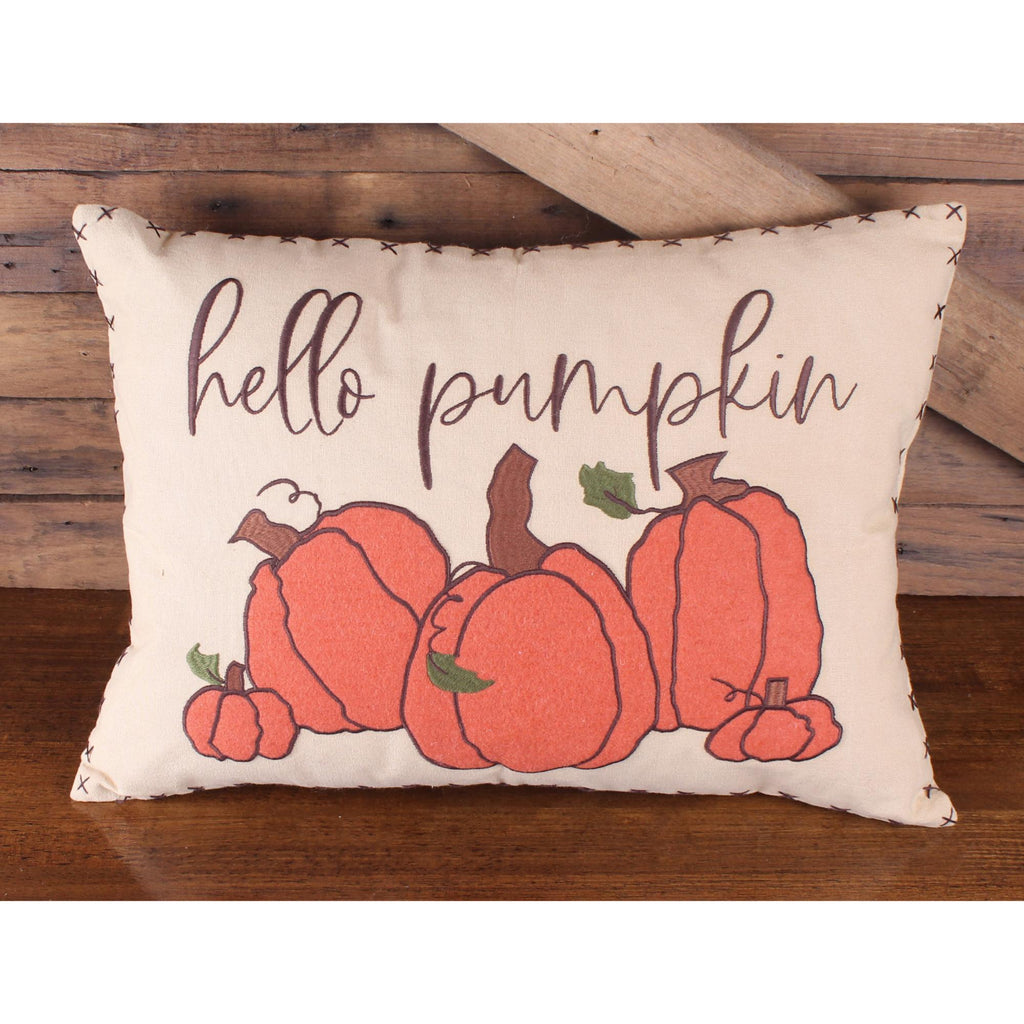 F hello pumpkin pillow 14 Inx20 In Online Interiors by Elizabeth