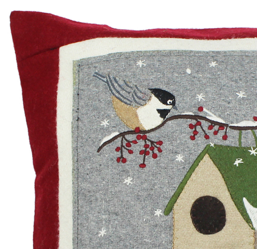 Chickadees Red Pillow PLGD2085