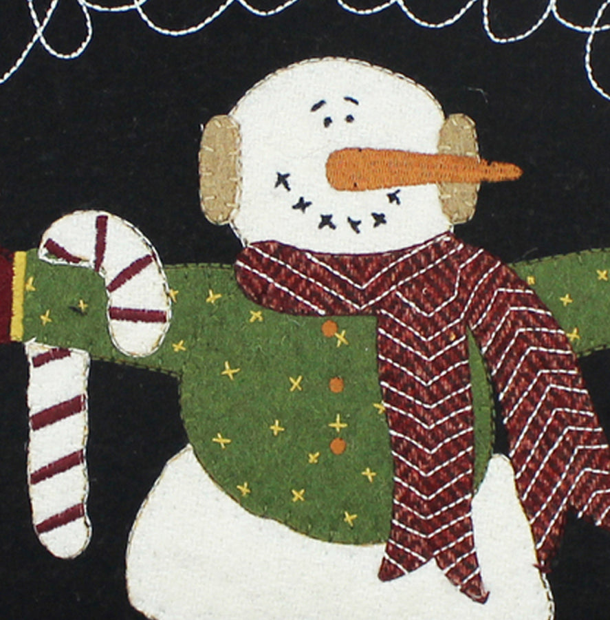 Snowman Believe Black Pillow PLGP0425