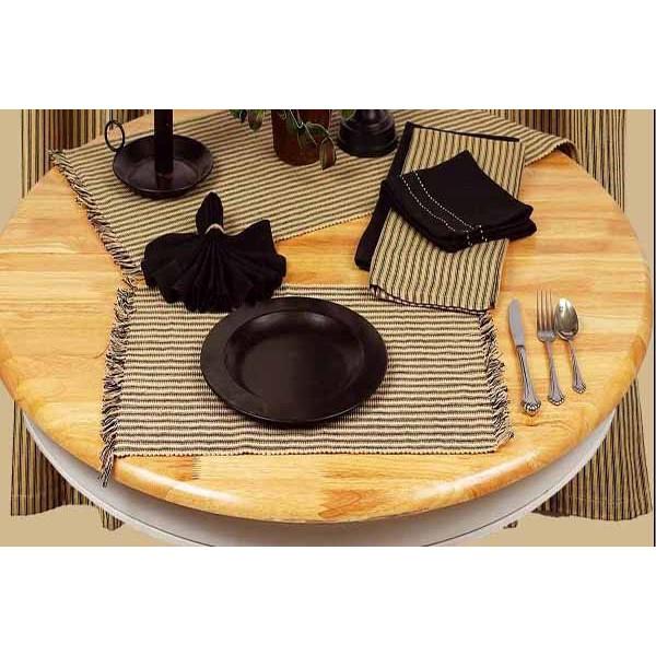 Black-Nutmeg York Ticking Placemat - Set of Six - Interiors by Elizabeth