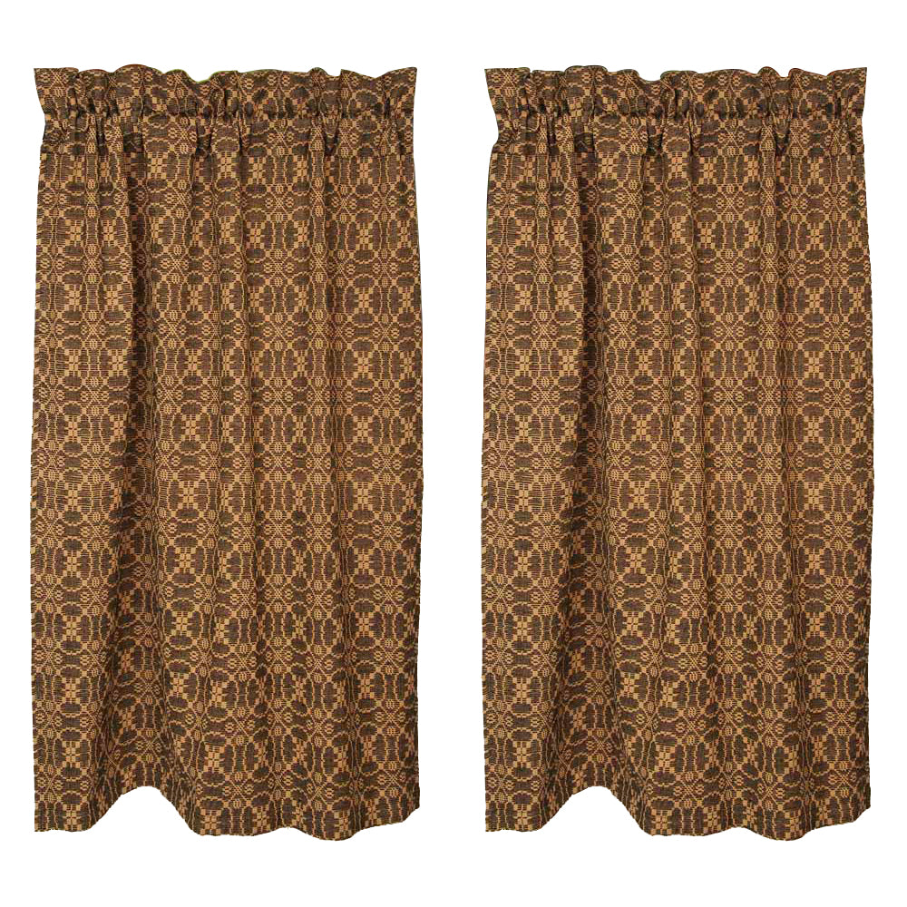 Black Tan Marshfield Jacquard 36" Tiers Lined - Interiors by Elizabeth