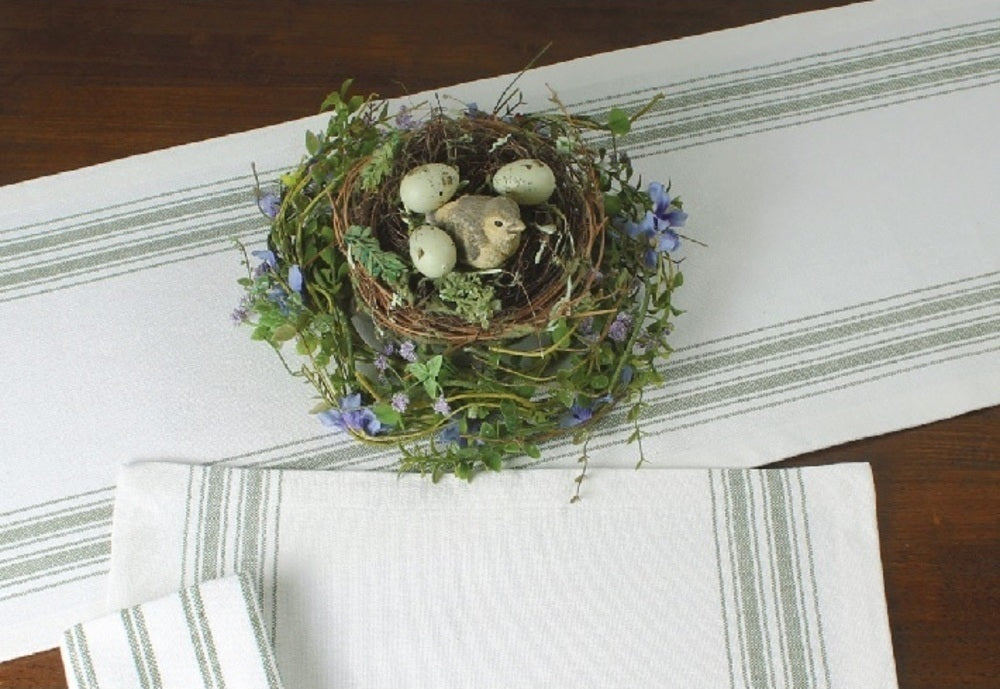 Grain Sack Sage Sage Table Runner   - Interiors by Elizabeth