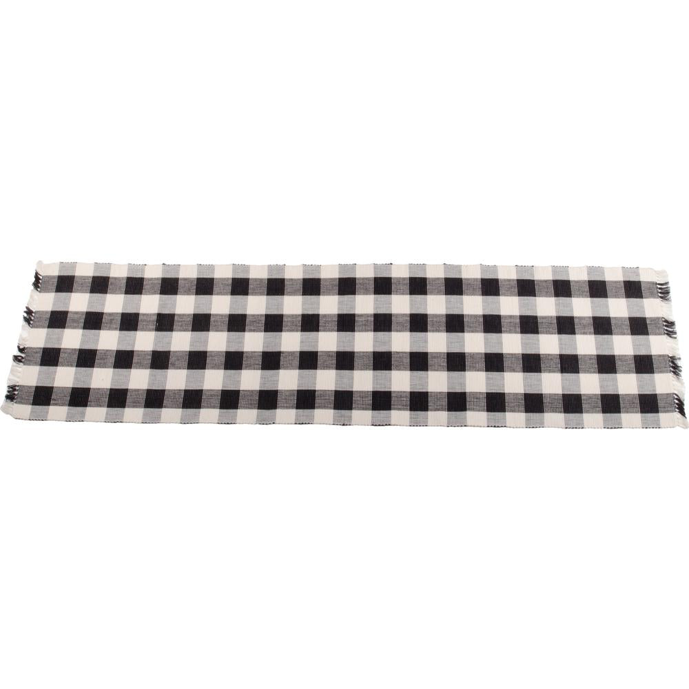 Buffalo Check 45" Table Runner Black - Buttermilk - Interiors by Elizabeth