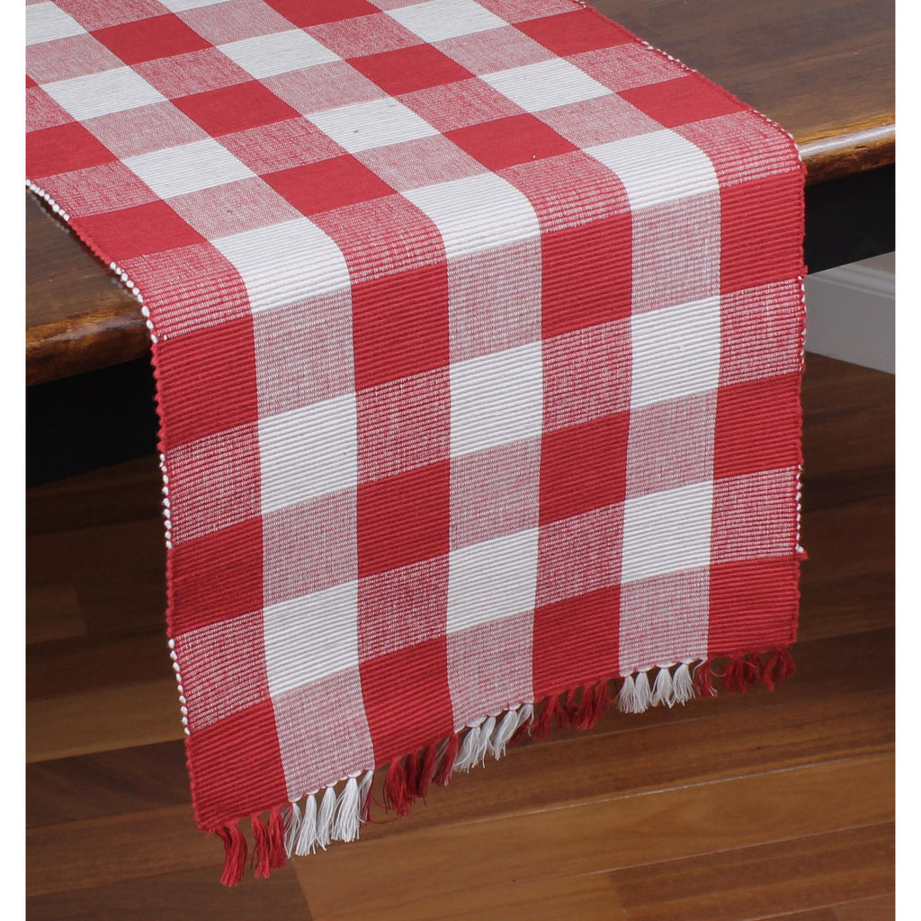 Buffalo Check Crimson Red Table Runner 14x45 - Interiors by Elizabeth