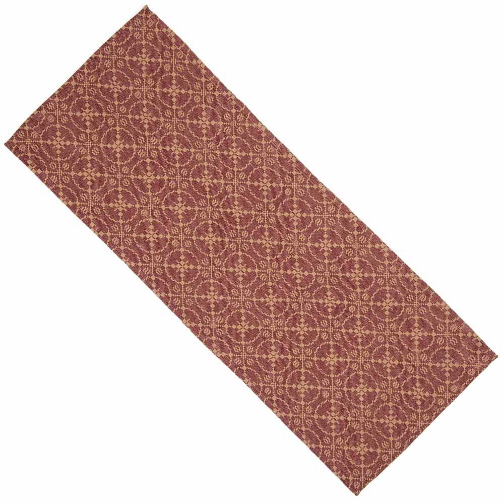 Barn Red-Tan Marshfield Jacquard Table Runner - Interiors by Elizabeth