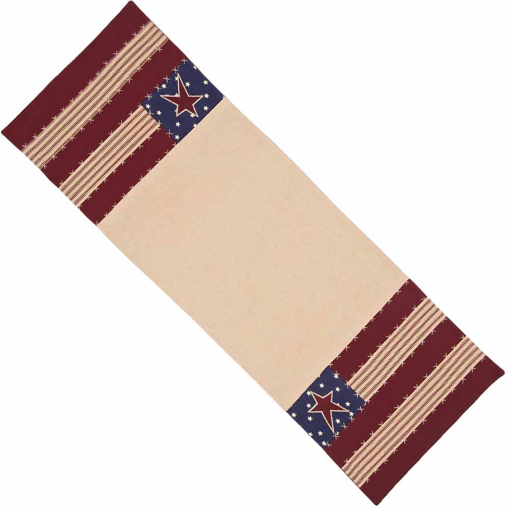 Nutmeg - Indigo - Barn Red Stars and Stripes Table Runner - Interiors by Elizabeth