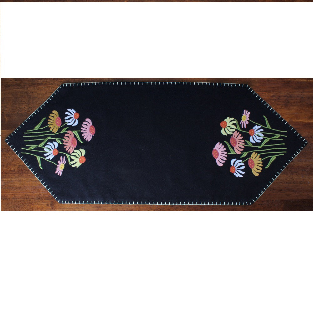 Cone Flower Black Table Runner  - Interiors by Elizabeth