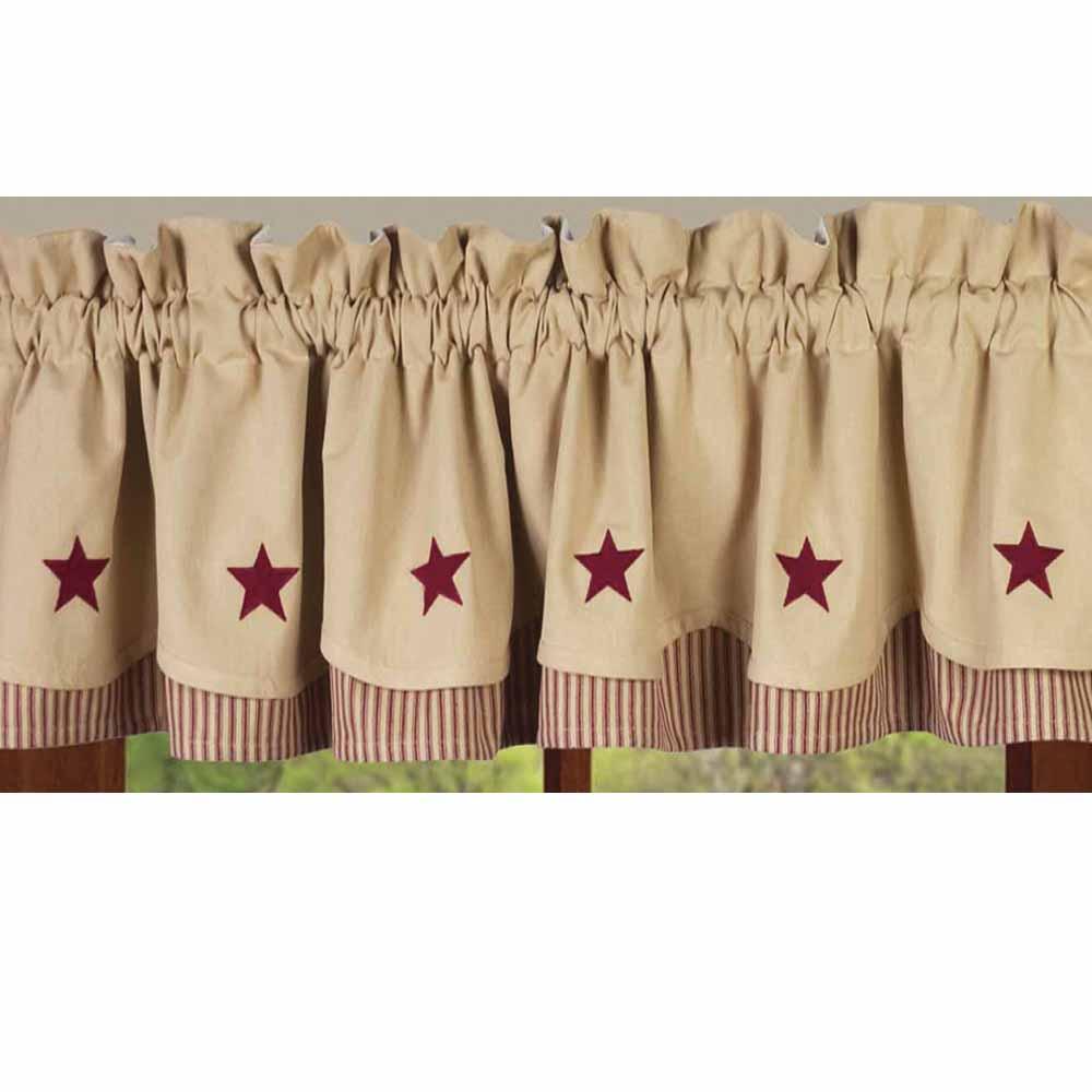 Nutmeg-Barn Red Nutmeg w/ Barn Red Star Fairfield Valance - Lined - Interiors by Elizabeth