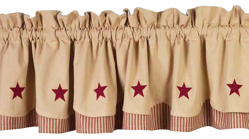 Nutmeg Barn Red Nutmeg W/ Barn Red Star Fairfield Valance Lined VF030017