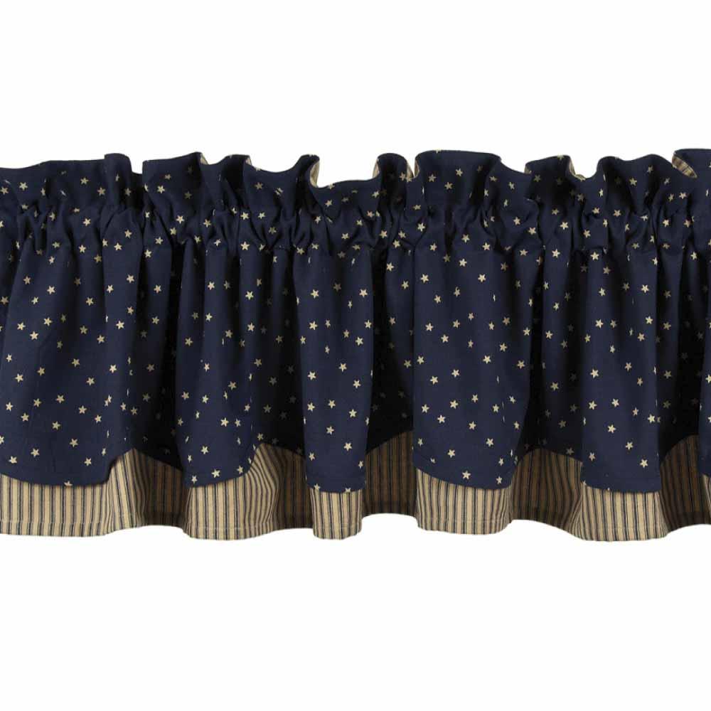 Indigo - Nutmeg Salem Star Indigo Fairfield Valance - Lined - Interiors by Elizabeth