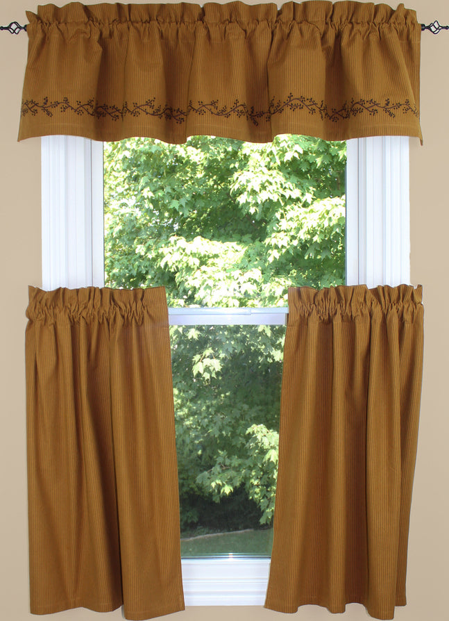 Primitive Ticking Mustard Mustard Valance  - Interiors by Elizabeth