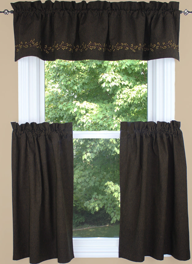 Primitive Ticking Black Black Valance  - Interiors by Elizabeth