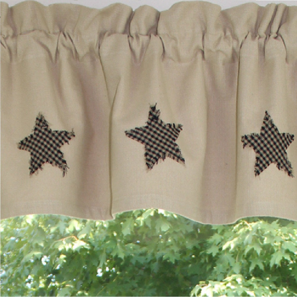 Rough Edge Star Black Valance  - Interiors by Elizabeth