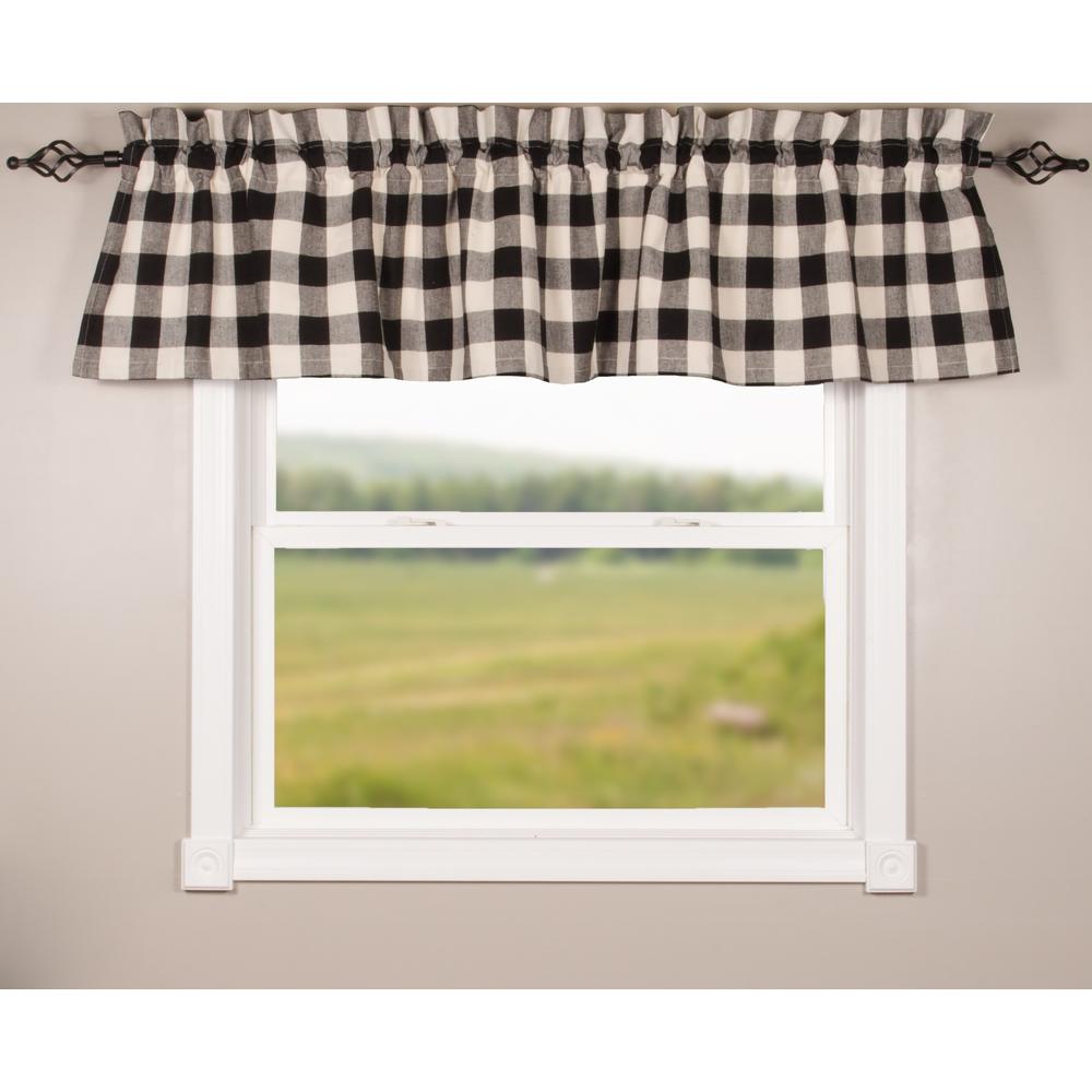 Black-Buttermilk Buffalo Check Valance - Lined - Interiors by Elizabeth