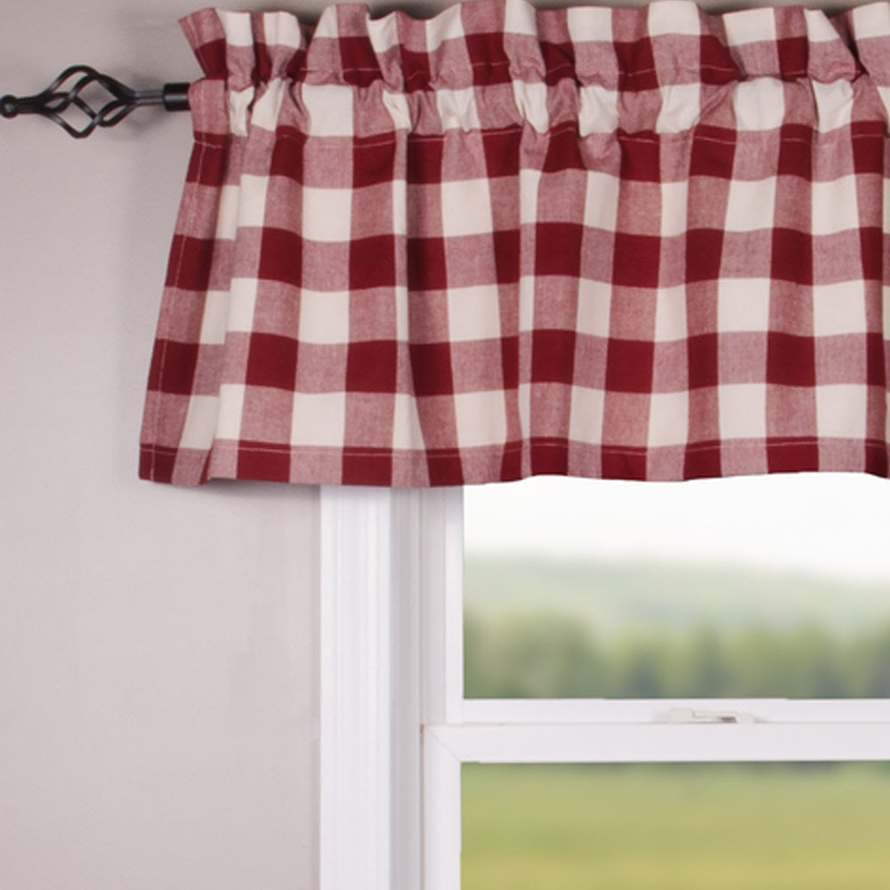 Barn Red Buttermilk Buffalo Check Valance Lined VL510017