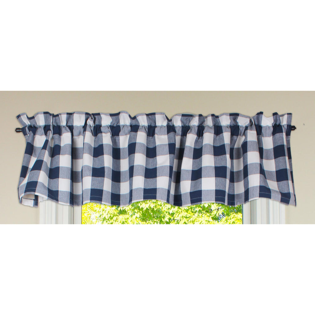 Buffalo Check Navy Blue Valance - Interiors by Elizabeth