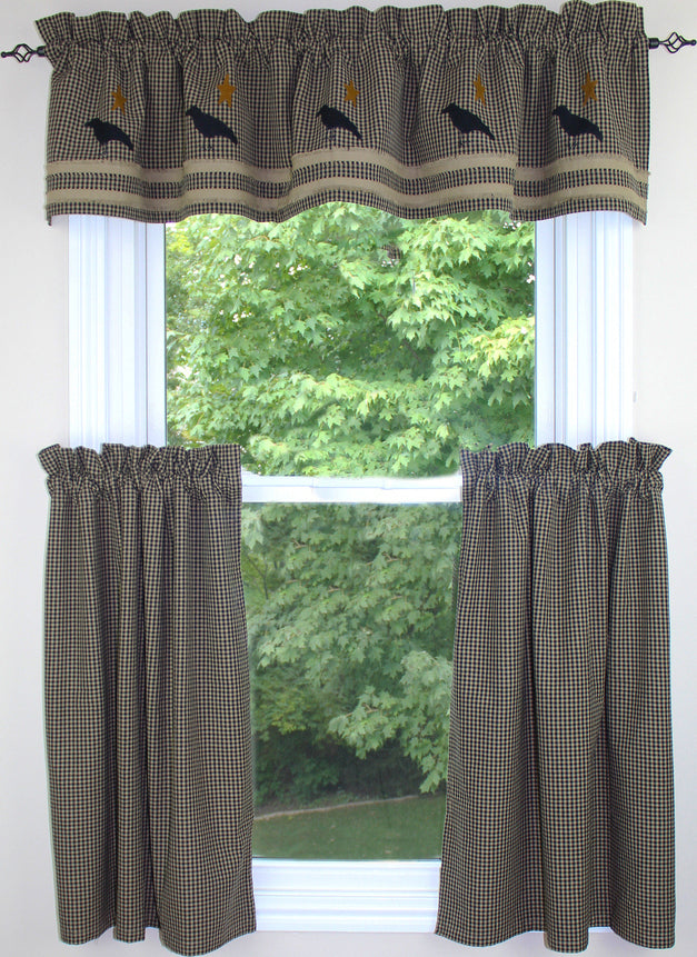 Newbury Gingham Old Crow Black - Oat Valance  - Interiors by Elizabeth