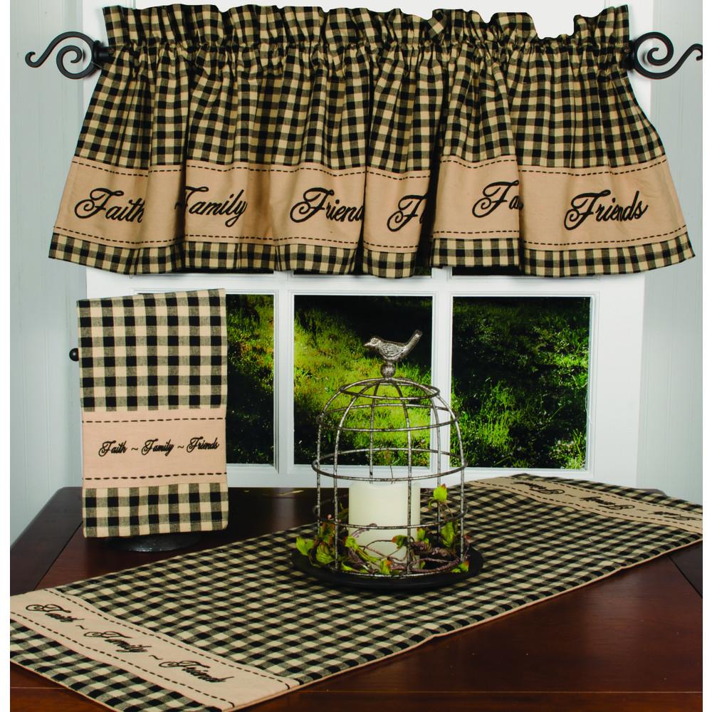 Black-Nutmeg Faith-Family-Friends Valance - Lined - Interiors by Elizabeth